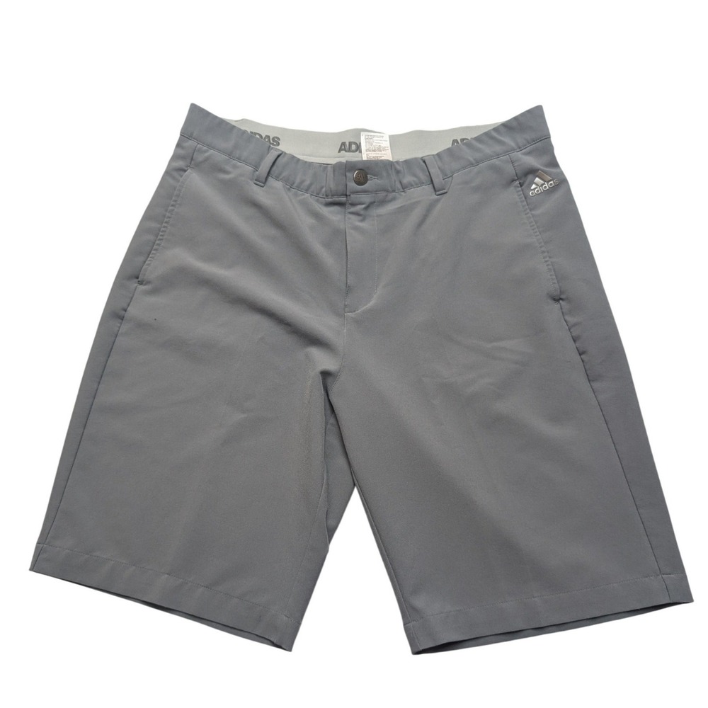 Adidas Golf Shorts Mens 35 Gray Performance Stretch Three Stripe Activewear